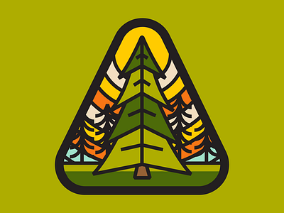 Tree Camp Badge 2d branding camping design icon linework