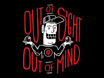 Out of Sight Tee 2d branding design eye eyeball flat grunge illustration lettering man merch merch design merchandise punk punkrock screenprint tshirt tshirt design tshirt graphics typography