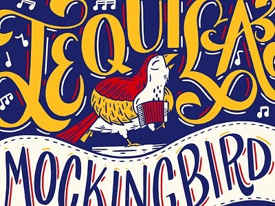 Tequila Mockingbird 2d abstract art band bird branding design event flat gig poster guitar illustration lettering live logo logotype mockingbird music poster typography