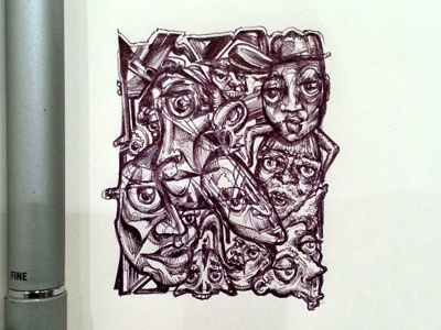 Sketch Faces ball point pen biro character illustration pen