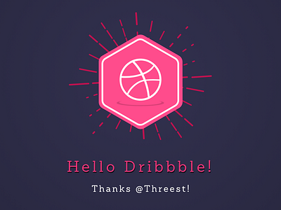 Hello, Dribbble! Here is my First «Thanks Shot» dribbble flat flat design hello icon illustration invitation invite logo