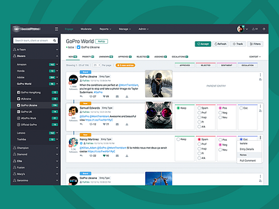 Social management system clean design flat grid management social ui ux web