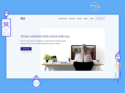 b12 concept design flat geometric grid landing landing page modern ui ux web