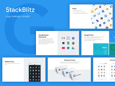 StackBlitz Logo redesign brand code code logo google ide logo material online app presentation presentation design process