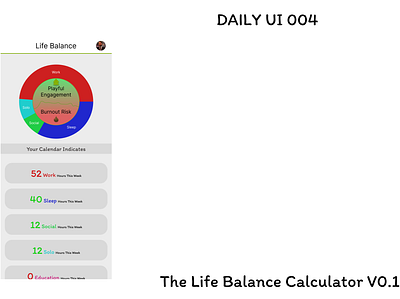 Daily UI 004 - Life Balance Calculator app concept dailyui dailyui 004 design mental health