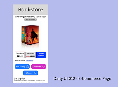 Daily UI 012 - E-commerce Page books bookshop bookstore dailyui dailyui 012 ecommerce