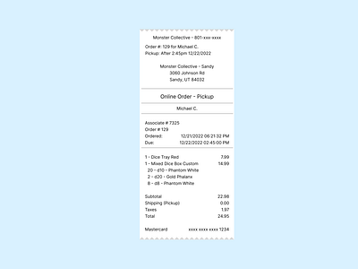 DailyUI 017 - Email Receipt