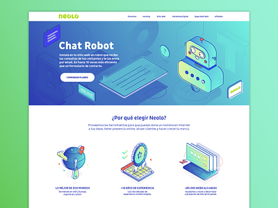 Cute chatbot chatbot hosting illustration landing neolo ui