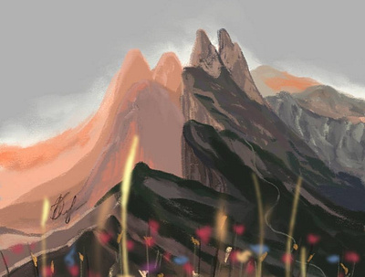 Mountain Landscape book illustration digital art illustration mountain mountain landscape