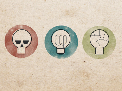 Powerion clans bulb fist futuristic grunge logo powerion retro skull vector