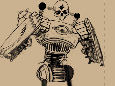 Cyclops - process GIF futuristic powerion retro card game illustration skull robot plasma wip