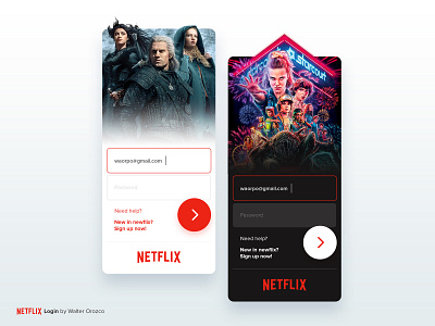 Netflix - Login Concept account app concept dark mode log in login netflix register sign up stranger things streaming the witcher ui ux welcome