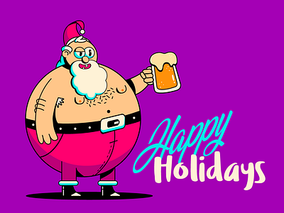 Happy Holidays! 2d adobe christmas design flat holiday holiday cards holiday design illustration illustrator newyear postcard santa santa claus typography vector