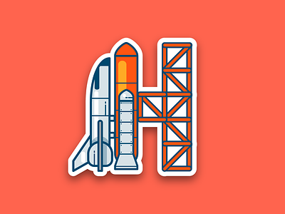 36 days of type - H 2d 36 days of type flat icon illustration letter h lettering lineicon nasa rocket space space exploration spaceship sticker typography universe vector
