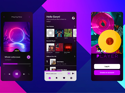 Max Player, the only music player you'll need. app ui ux