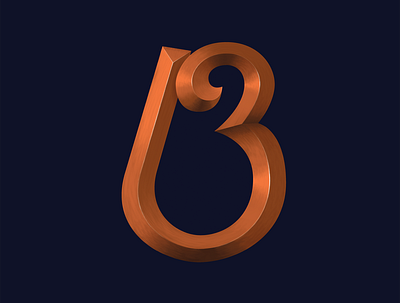Letter B 3d 3d lettering 3d type 3d typography copper custom type hand lettering hand type identity letter b lettering logo logotype monogram type typography