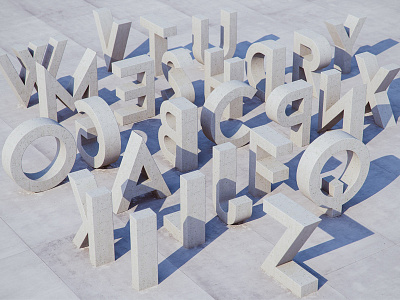 Concrete Typography 3d c4d concrete construction letter material typo vray