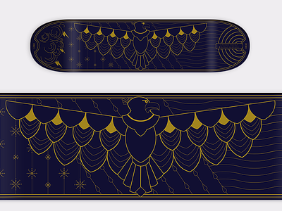 Eagle Deck (Endurance) art deco deck eagle elegant geometric illustration seasons shapes skateboard weather wings