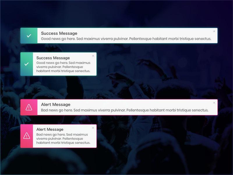 Toast Exercise warning gradients ui element message success alert notification toast
