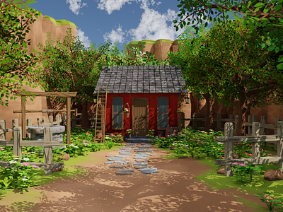 Red House Scene 3D model