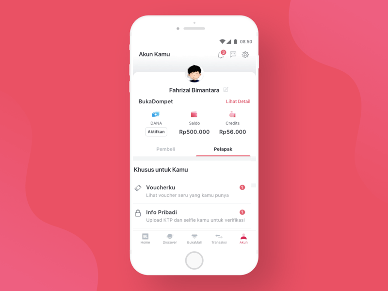 Bukalapak Account Page account android bukalapak ecommerce marketplace mobileapp mobiledesign profile ux design