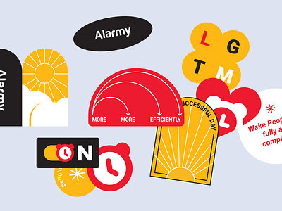 Internal brand sticker alarm flat graphic design illustration illustrator minimal morning sticker sun vector