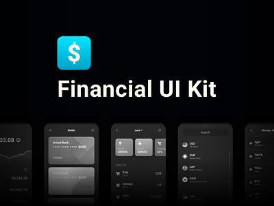 Financial App UI Kit app bank bank card card credit card currency economy financial ui ui ux design ui kit wallet