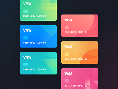 Cards bank branding card color credit design financial ui vector visa