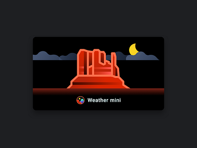 Weather mini - partly cloudy night app apple watch card cloudy illustration monument valley national park rain snow sunny ui vector watchos weather weather app weather mini wind