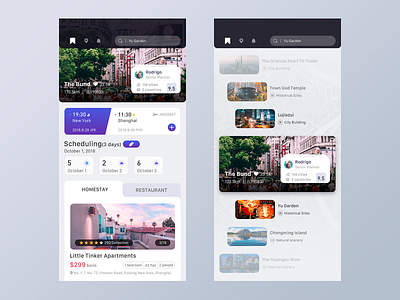 Tourism arrangement app card design picture trave ui ux