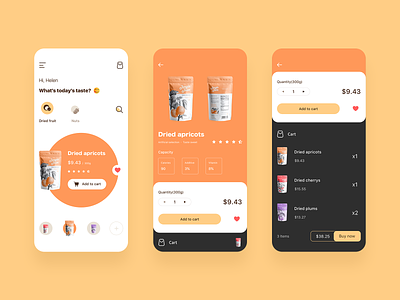 Snack-shopping App add to cart app card choice clean design icon minimal shopping shopping app ui ux