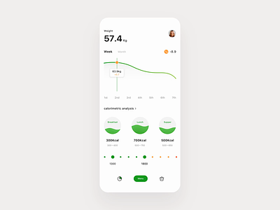 Diet control App animation app calories card clean control cooking demo design diet food food and drink gif menu nutrition principle store ui ux