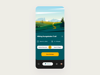 Hiking App animation app card demo design hiking icon illustration plan principle steps tourism travel traveling ui ux