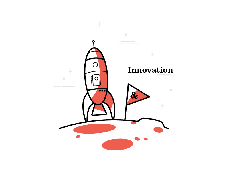 Innovation lee jane design branding badge space exploration innovation illustration