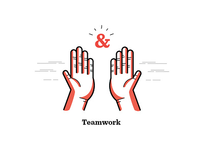 Teamwork badge branding collaboration design hand high five illustration jane lee team teamwork