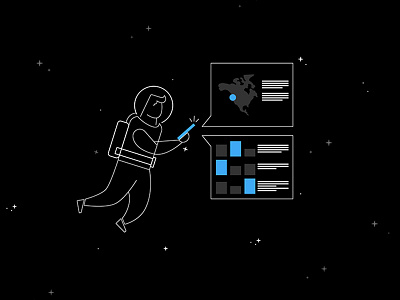 Space Man Analytics analytics character clean concept data design illustration maps space