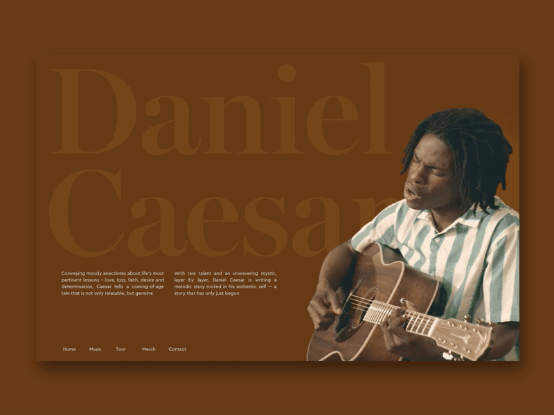 Daniel Caesar // Music Series music card interaction ux ui gif typography design transition animation prototype principle