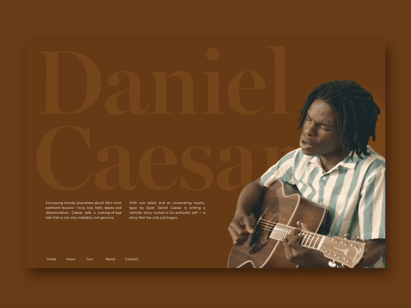 Daniel Caesar // Music Series animation card design gif interaction music principle prototype transition typography ui ux