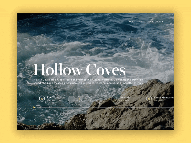 Hollow Coves // Music Series animation design desktop gif jane lee principle ui ux