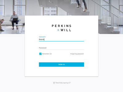 Perkins+Will – Single Sign On Page material design single sign on sso