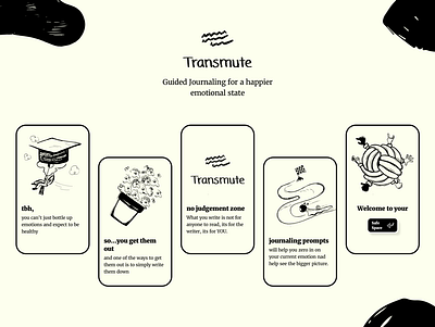 Transmute - Guided Journaling for a happier emotional state stoic ui ux