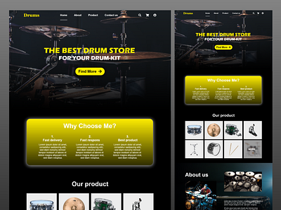 Drums-landingpage homepage landing page music musicstore ui design uiux uxdesign web design