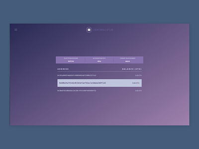 Concept for a super minimalist Ethereum lightwallet dashboard ethereum lightwallet minimalist wallet