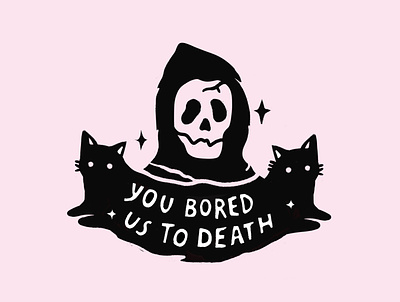 Bored to Death black bored boring cats death illustration tattoo