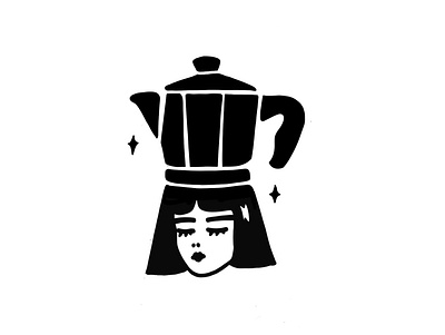 Kafe black cofettiera coffee girl illustration tattoo