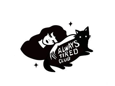 Always Tired Club black cat cats club girl tired