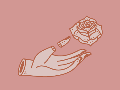 Hurt to Grow blood cut dots fingers flower grow hand hurt linework nails rose