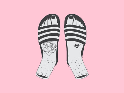 Summer feels adidas black flip flop goth heart nails rose summer tattoos