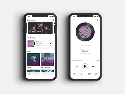 Music APP home page and play page ui 设计