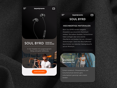 Beyerdynamic Mobile Design Concept black bryd concept earphone earphones flatdesign mobile ui ui ux design web website